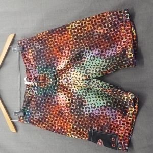 Mambo Australia Board Shorts Swim Multi-Color Velcro and Tie Closure Size Small